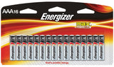 Energizer E92LP-16 Battery, 1.5 V Battery, 1250 mAh, AAA Battery, Alkaline, Manganese Dioxide, Zinc