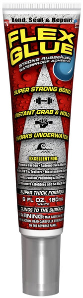 Flex Seal GFSTANR06 Flex Glue, White, 6 oz Tube