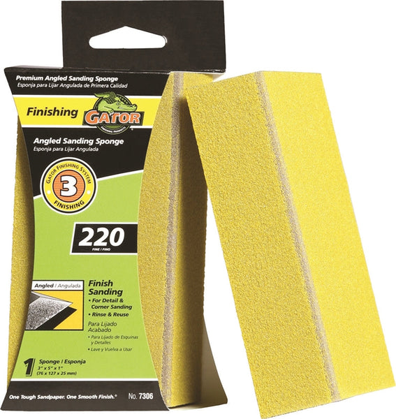 Gator 7306 Sanding Sponge, 5 in L, 3 in W, 220 Grit, Extra Fine, Aluminum Oxide Abrasive