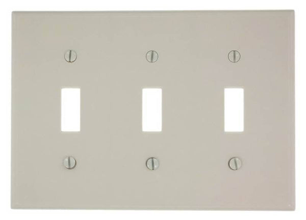 Leviton 000-78011-000 Wallplate, 4-1/2 in L, 2-3/4 in W, 3 -Gang, Thermoset, Light Almond, Smooth