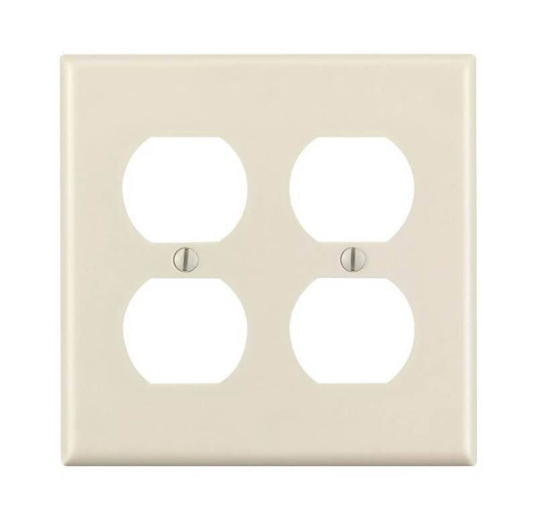 Leviton 78016 Receptacle Wallplate, 4-1/2 in L, 4-9/16 in W, 2 -Gang, Thermoset, Light Almond, Smooth