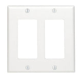 Decora 80409-W Wallplate, 4-1/2 in L, 4.56 in W, 2 -Gang, Thermoset Plastic, White, Smooth