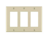 Decora 80411-I Wallplate, 4-1/2 in L, 6.37 in W, 3 -Gang, Thermoset Plastic, Ivory, Smooth