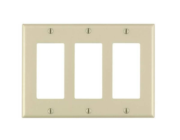 Decora 80411-I Wallplate, 4-1/2 in L, 6.37 in W, 3 -Gang, Thermoset Plastic, Ivory, Smooth