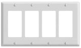 Decora 80412-W Wallplate, 4-1/2 in L, 8.18 in W, 4 -Gang, Thermoset Plastic, White, Smooth