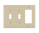 Decora 80421-I Combination Wallplate, 4-1/2 in L, 2-3/4 in W, Standard, 3 -Gang, Plastic, Ivory, Device Mounting