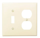 Leviton 80705-I Combination Wallplate, 4-1/2 in L, 2-3/4 in W, Standard, 2 -Gang, Nylon, Ivory, Device Mounting