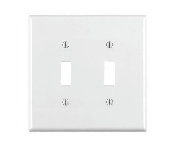 Leviton 002-80709-00W Wallplate, 4-1/2 in L, 2-3/4 in W, 2 -Gang, Nylon, White, Smooth