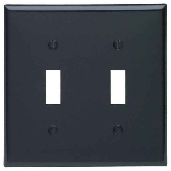 Leviton 005-80709-00E Non-Metallic Wallplate, 4-1/2 in L, 2-3/4 in W, 2 -Gang, Nylon, Black, Smooth