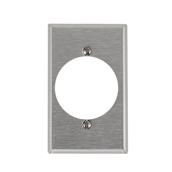 Leviton 84028 Wallplate, 4-1/2 in L, 2-3/4 in W, 1 -Gang, 430 Stainless Steel, Silver, Brushed Stainless Steel