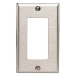 Leviton Decora 84401-105 Wallplate, 2-3/4 in L, 4-1/2 in W, 1-Gang, Stainless Steel, Stainless Steel, Brushed