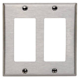 Decora 84409-000 Wallplate, 4.56 in L, 4-1/2 in W, 2 -Gang, Stainless Steel, Stainless Steel, Brushed