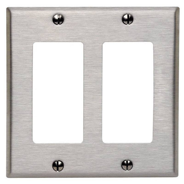 Decora 84409-000 Wallplate, 4.56 in L, 4-1/2 in W, 2 -Gang, Stainless Steel, Stainless Steel, Brushed