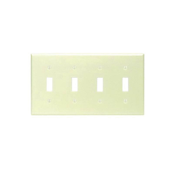 Leviton 001-86012-000 Wallplate, 4-1/2 in L, 2-3/4 in W, 4 -Gang, Thermoset, Ivory, Smooth