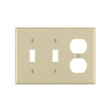 Leviton 86021 Combination Wallplate, 4-1/2 in L, 6-3/8 in W, 3 -Gang, Thermoset Plastic, Ivory, Smooth