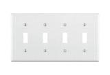 Leviton 001-88012-000 Wallplate, 4-1/2 in L, 2-3/4 in W, 4 -Gang, Thermoset, White, Smooth