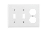 Leviton 88021 Combination Wallplate, 4-1/2 in L, 6-3/8 in W, 3 -Gang, Thermoset Plastic, White, Smooth