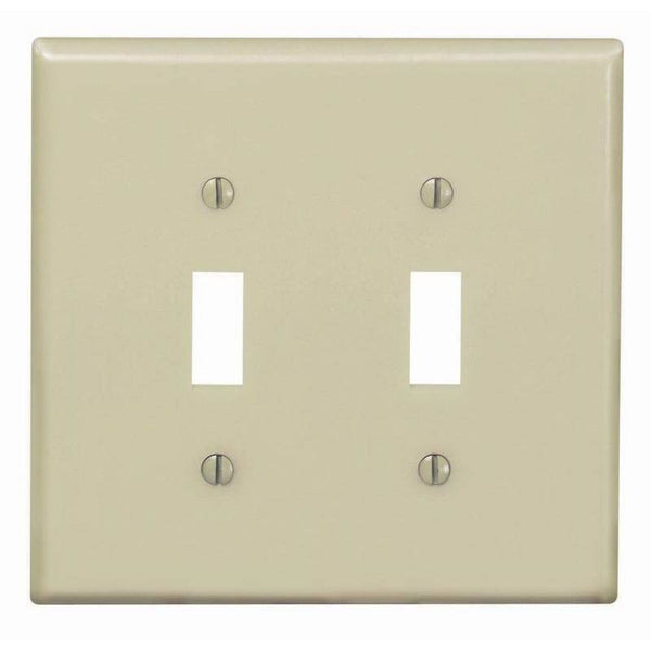 Leviton PJ2-I Wallplate, 4-7/8 in L, 4.94 in W, 2 -Gang, Nylon, Ivory