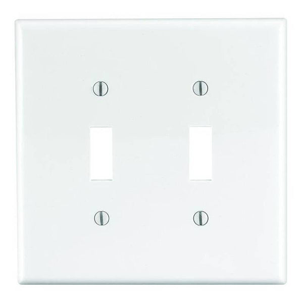 Leviton PJ2-W Wallplate, 4-7/8 in L, 4.94 in W, 2 -Gang, Nylon, White