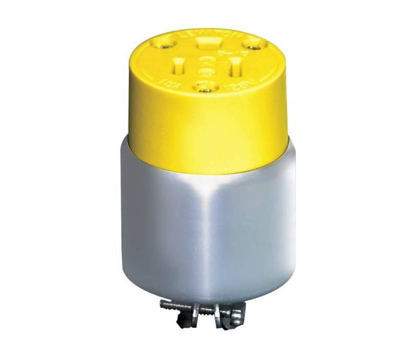 Leviton 000-515CA-000 Armored Connector, 2 -Pole, 15 A, 125 V, NEMA: NEMA 5-15R, Yellow