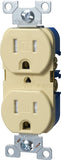 Eaton Wiring Devices TRBR15V-BXSP Duplex Receptacle, 2 -Pole, 15 A, 125 V, Back, Side Wiring, NEMA: 5-15R, Ivory