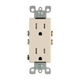 Leviton M26-T5325-TMP Duplex Receptacle, 2 -Pole, 15 A, 125 V, Push-In, Side Wiring, NEMA: 5-15R, Light Almond