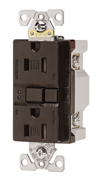Eaton Wiring Devices TRSGF15RB-L GFCI Duplex Receptacle, 2 -Pole, 15 A, 125 V, Back, Side Wiring, NEMA: 5-15R