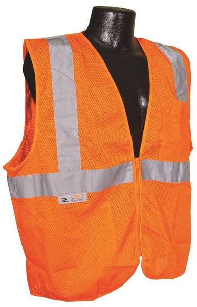 RADWEAR SV2ZOM-2X Economical Safety Vest, 2XL, Unisex, Fits to Chest Size: 30 in, Polyester, Orange/Silver