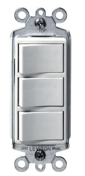 Decora C22-01755-00W Rocker Switch, 15 A, 120 V, SPST, Lead Wire Terminal, Thermoplastic Housing Material, White