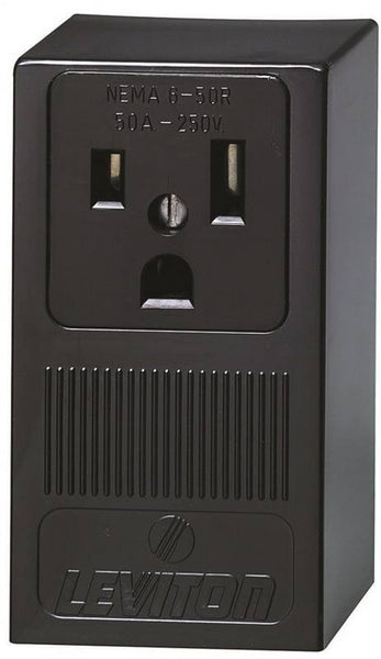 Leviton B01-05378-000 Electrical Receptacle, 2 -Pole, 125/250 V, 50 A, NEMA: NEMA 6-50R, Black