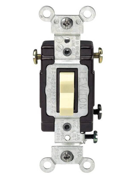 Leviton C21-05503-LHI Toggle Switch, 15 A, 120 V, Thermoplastic Housing Material, Ivory