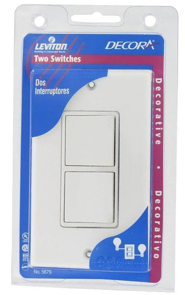 Decora C22-05679-00W Rocker Switch with Wallplate, 15 A, 120/277 V, SPST, Lead Wire Terminal, White