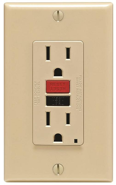 Leviton SmartlockPro C21-GFNT1-RNI GFCI Duplex Receptacle, 2 -Pole, 15 A, 125 V, Back, Side Wiring, NEMA: 5-15R