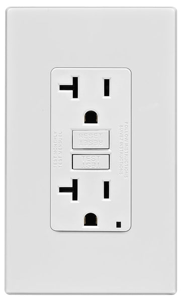 Leviton C32-GFNT2-0PW GFCI Duplex Receptacle, 2 -Pole, 20 A, 125 V, Back, Side Wiring, NEMA: 5-20R, White