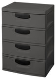 Sterilite 01743V01 Drawer Unit, 4-Drawer, Plastic, 25-5/8 in OAW, 35-3/4 in OAH, 19-1/4 in OAD