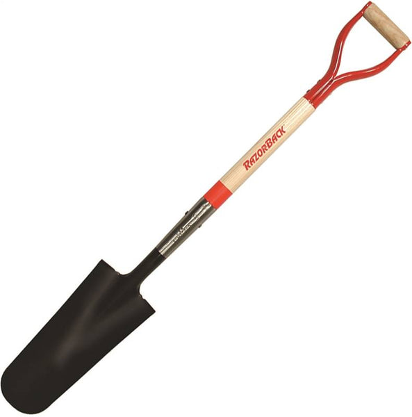 RAZOR-BACK 47202 Drain Spade, 6-1/8 in W Blade, Steel Blade, Hardwood Handle, D-Shaped Handle, 29 in L Handle