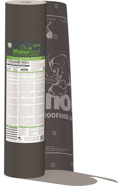 INTERWRAP RHINOROOF Roof Underlayment Roll, 286 ft L, 42 in W, Synthetic, Gray