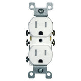 Leviton R62-W5320-T0W Duplex Receptacle, 2 -Pole, 15 A, 125 V, Push-In, Side Wiring, NEMA: 5-15R, White