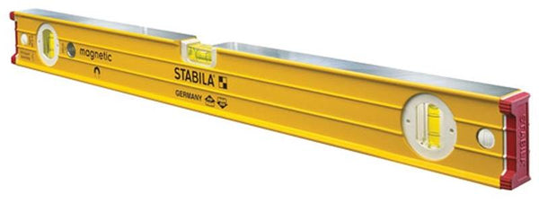 Stabila 38624 I-Beam Level, 24 in L, 3-Vial, Magnetic, Aluminum, Yellow