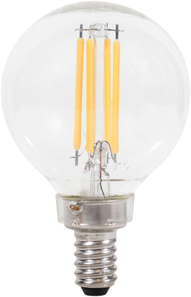 Sylvania 40852 LED Bulb, Decorative, G16.5 Lamp, 60 W Equivalent, E12 Lamp Base, Dimmable, Clear, Soft White Light