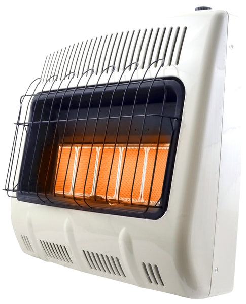 Mr. Heater MHVFDF30RTT Vent-Free Radiant Dual Fuel Heater, 31 in W, 28.37 in H, 30,000 Btu/hr Heating, White