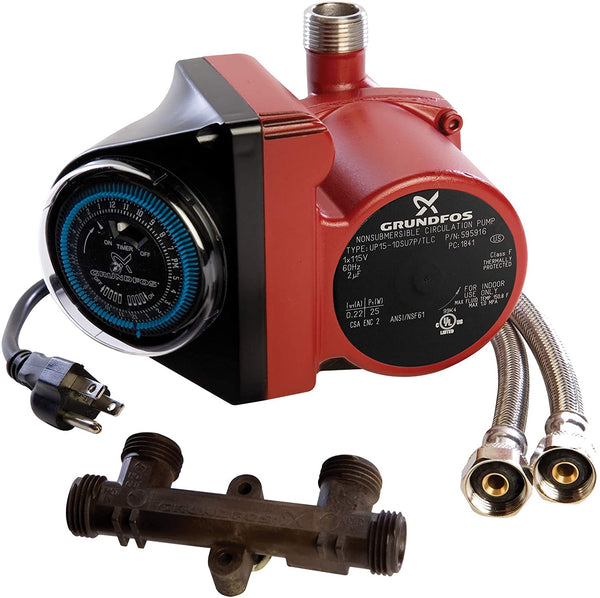 Grundfos 595916, UP15-10SU7P TLC, Comfort Hot Water Recirculation Pump, 3/4" NPT, 1/25 HP, 115 V Instant hot water system.
