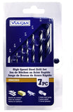 Vulcan 887000OR Carded Drill Bit Set, 7-Piece, High Speed Steel, Black Oxide/Polished