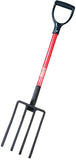 BULLY Tools 92370 Spading Fork, 7-1/2 in W Tine, 10 in L Tines, 4 -Tine, Steel Tine, Fiberglass Handle