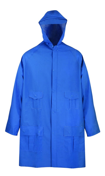 Diamondback 8156-XXXL Rain Parka, 3XL, PVC, Blue, Hooded Collar, Zipper with Snap Down Storm Flap Closure