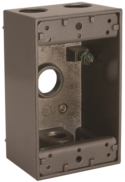 HUBBELL 5321-2 Weatherproof Box, 4 -Outlet, 1 -Gang, Aluminum, Bronze, Powder-Coated