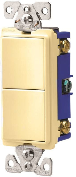 Eaton Cooper Wiring 7700 7728V-SP Combination Switch, 15 A, 120/277 V, PVC Housing Material, Ivory