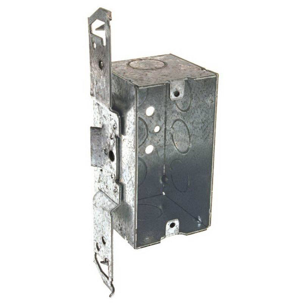 RACO 678 Handy Box, 1 -Gang, 8 -Knockout, 1/2 in Knockout, Galvanized Steel, Gray, TS Bracket Mounting