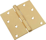 National Hardware N830-231 Door Hinge, Cold Rolled Steel, Satin Brass, Non-Rising, Removable Pin, Full-Mortise Mounting