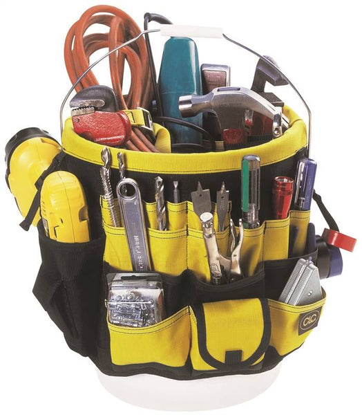 CLC Tool Works Series 4122 Bucket Tool Organizer, 61-Compartment, Rip-Stop Fabric, Black/Yellow